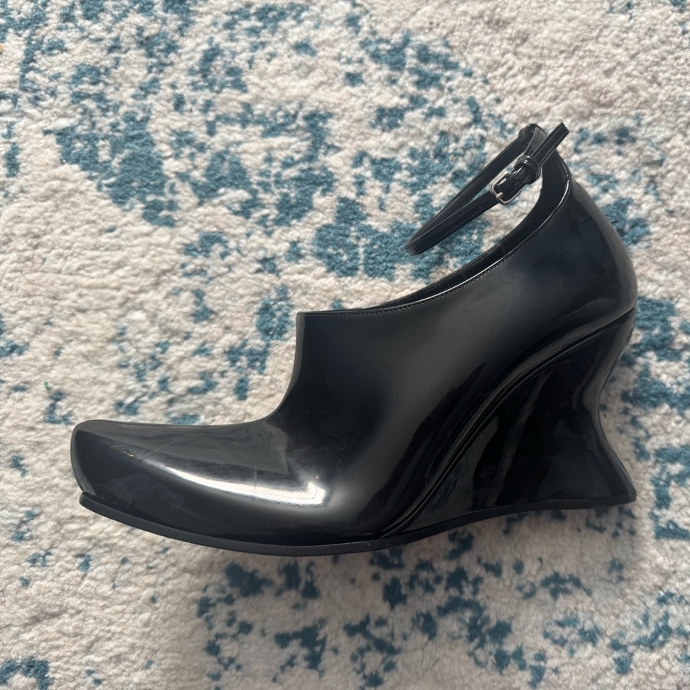 Sportmax Glossy Black Wedge Shoes